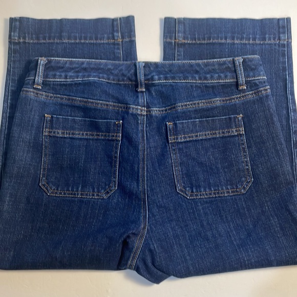Talbots Flawless High-Waist Wide Crop Denim Jeans Size 10 Petite Pockets Buttons - Picture 5 of 13